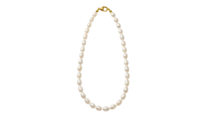 White pearl necklace isolated on transparent background