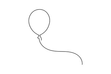 Balloon one line art minimalist celebration outline vector illustration