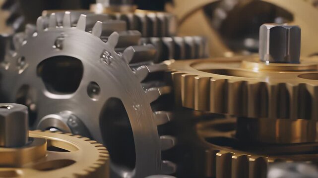Intricately arranged gears with a black background offer a unique visual representation of technological innovation, conveying complexity and efficiency in industrial design, engineering.