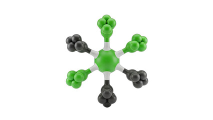 Abstract Molecular Structure With Green And Gray Spheres On Transparent Background