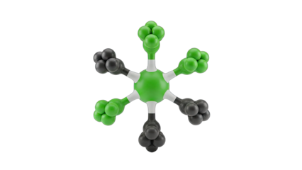 Abstract Molecular Structure With Green And Gray Spheres On Transparent Background