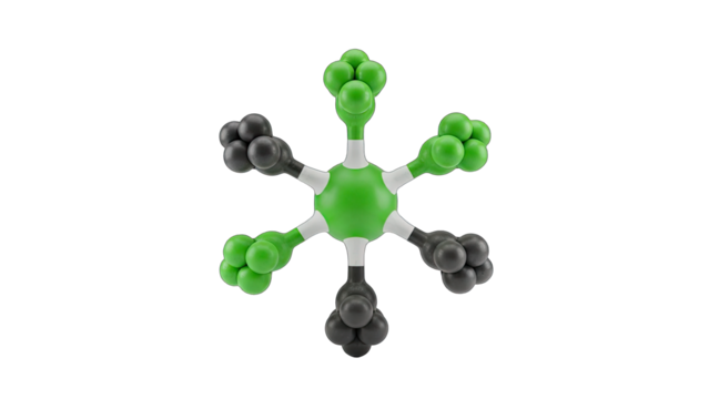 Abstract Molecular Structure With Green And Gray Spheres On Transparent Background - Powered by Adobe