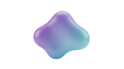 Abstract Organic Shape With Smooth Gradients Of Purple And Blue Translucent Fluid Form On Transparent Background Vibrant Smooth Gradient Liquid Blob 3D Render