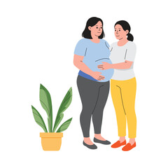 Excited Hands On Baby Bump Vector Flat Illustration EPS 10 File