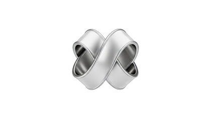 Abstract Silver Infinity Loop Symbol Isolated on Transparent Background with Reflective Metallic Texture and Smooth Curves representing Eternity and Endless Possibilities Clean Minimalist Design