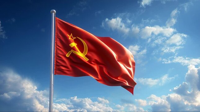 Soviet Union Ussr Flag Waving Wind
