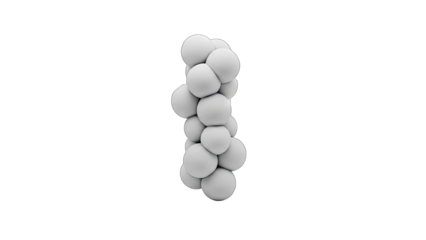 Abstract Cluster of Spheres on Transparent Background Representing a Molecular Structure or Chain Formation