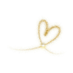 Golden Glitter Heart Swirl on Black Background Sparkling Particles Forming an Abstract Festive Shape with a Central Luminous Orb transparent background