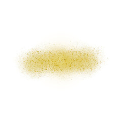 Brilliant golden particles dispersed horizontally on a white surface transparent background