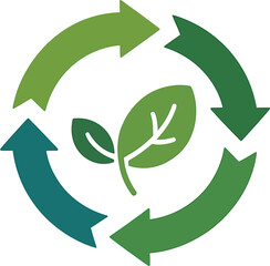 Obraz premium Green loop organic arrows flat vector illustration for environment symbol