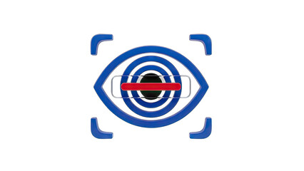 Abstract Blue Eye Scan Icon With Red Line Symbolizing Biometric Technology And Security Scan On A Black Background