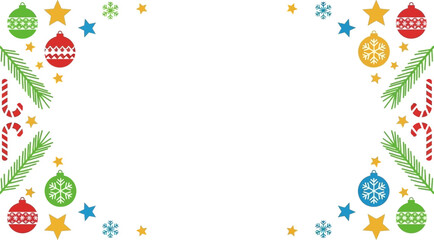 Festive ornaments: a vibrant arrangement of Christmas ornaments in the corners of the scene, creating a colorful and cheerful background for the holidays.