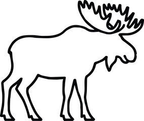 moose head antlers line drawing wildlife emblem logo template