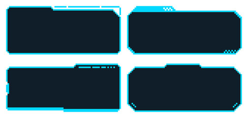 8-bit pixel art blue neon cyber dialogue hud set © Yejin Woo