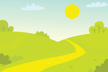 Obraz premium a bright sunny day with green rolling hills and a winding path high quality
