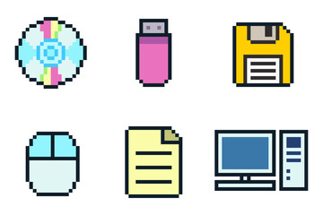 8-bit pixel art retro computer icon set 2