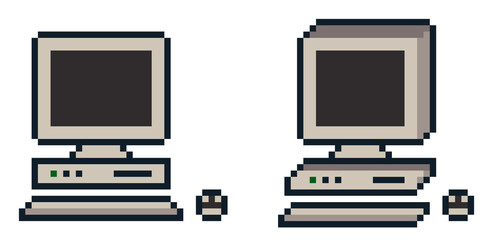 8-bit pixel art retro computer set © Yejin Woo