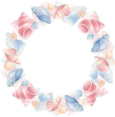 A square frame made of sea rope with knots, hand-drawn on a white background. Watercolor illustration with a place for text or inscription. Art element for invitation templates, stickers, cards