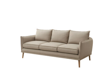 Fototapeta premium White fabric sofa on wooden legs isolated on white background with clipping path. Series of furniture