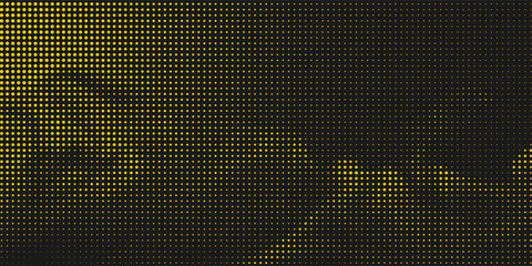 Yellow black halftone texture background in monochrome style.
