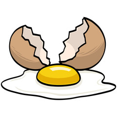 Cracked Egg Shell Cartoon Drawing Illustration