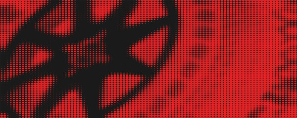 Car, bicycle and motorcycle tire marks with grunge halftone effect isolated on red background.