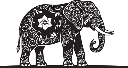 Decorative Elephant Silhouette vector flat illustration design