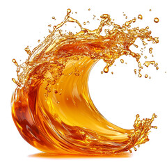 Front view of an organic wave-shaped electrolyte drink splash isolated on a white transparent background