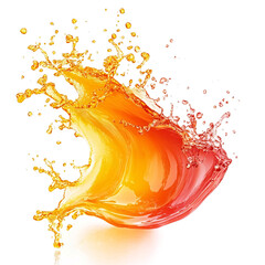 Front view of an organic wave-shaped fruit punch splash isolated on a white transparent background