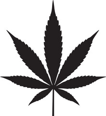Bold Black Cannabis Leaf Silhouette vector flat illustration design