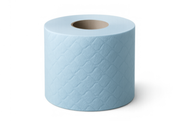 Blue bathroom hygiene paper roll object, showing cleanliness, comfort, and domestic household supply, transparent background