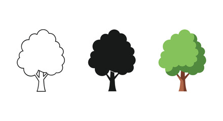 Different tree silhouettes and illustration