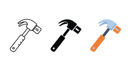 Hammer icon set in different style