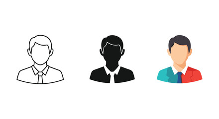 Different styles of male avatar icons