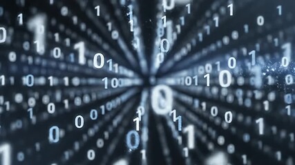 Digital Data Stream - Binary Code Visualization in Motion. - Powered by Adobe