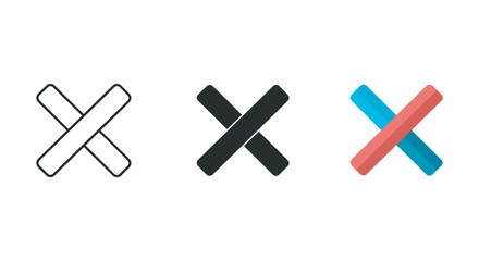 Obraz premium Set of three different cross symbols in various styles