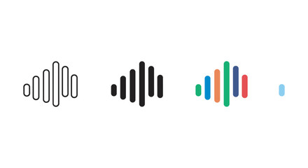 Sound wave icon set with various colors and designs