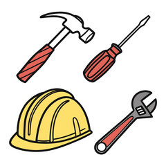 Clean Vector Construction   Tools Icon Set  White  Vector SVG Design