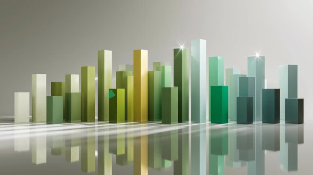 Layered green bar chart for eco-investment concept. Visual representation of data showcasing growth and trends.