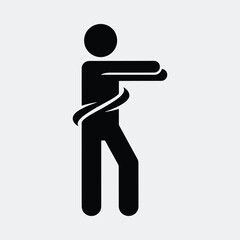 Silhouette person measuring waist with tape symbol for fitness and health vector illustration