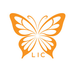 LIC Elegant Orange Butterfly Logo. LIC Design for Beauty, Spa. LIC Wellness and Fashion Branding.
