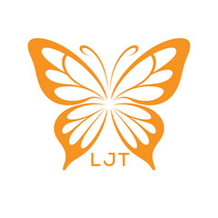 LJT Elegant Orange Butterfly Logo. LJT Design for Beauty, Spa. LJT Wellness and Fashion Branding.
