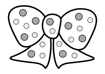 シール台紙にも使える水玉模様のリボン線画イラスト