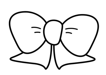 装飾ライン入りのリボン線画イラスト