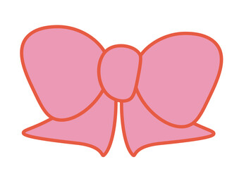 ピンク色の大きなかわいいリボンイラスト