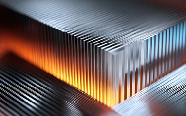 Metallic heat sink with parallel fins and color gradient illumination