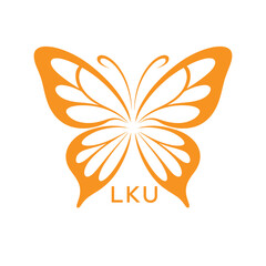 LKU Elegant Orange Butterfly Logo. LKU Design for Beauty, Spa. LKU Wellness and Fashion Branding.
