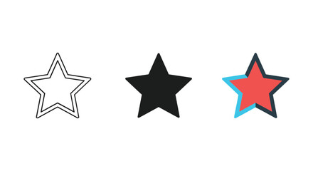 Three stars with different styles and colors
