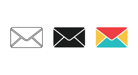 Email icon set in different style and color