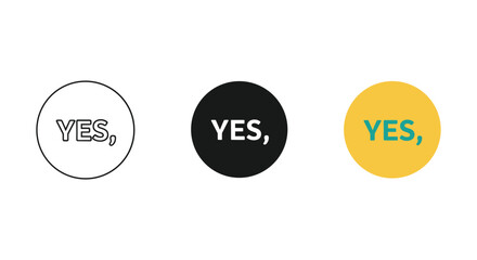 Three colored circles with yes text inside